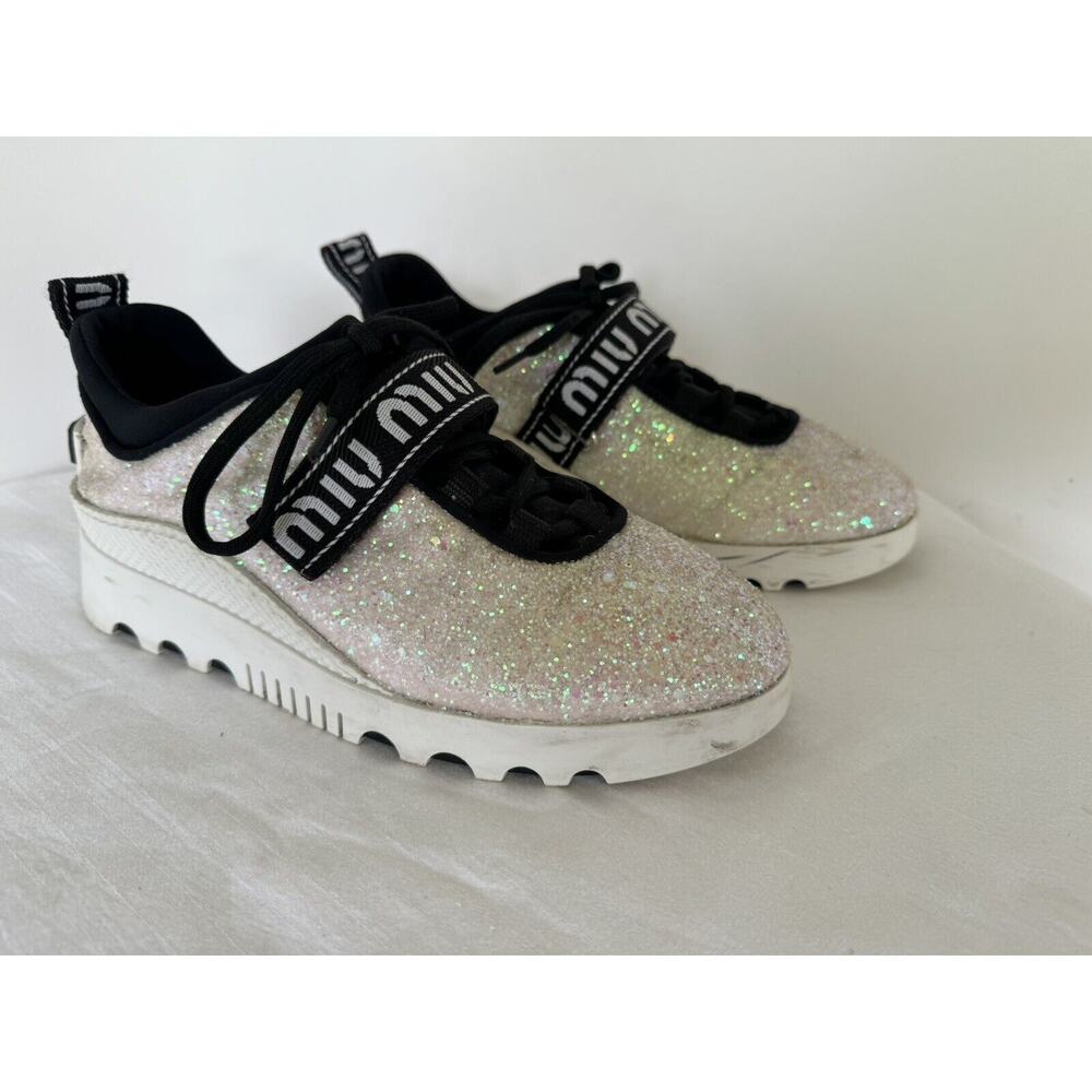 MIU MIU Glitter Platform Sneakers EU 36.5/US 6.5 - Picture 3 of 12